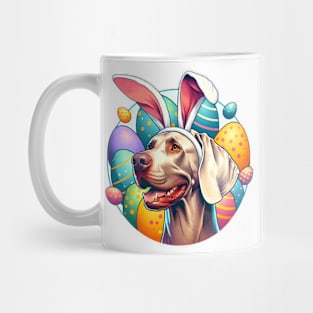 Weimaraner Sports Bunny Ears Amidst Easter Celebrations Mug